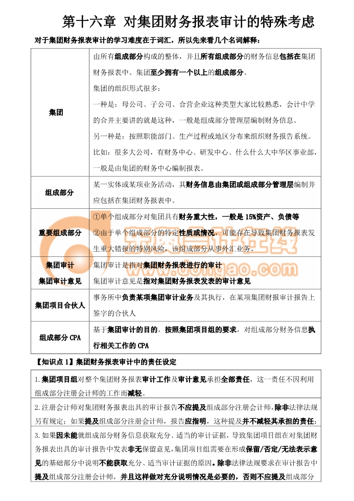 集團(tuán)財(cái)務(wù)報(bào)表審計(jì)