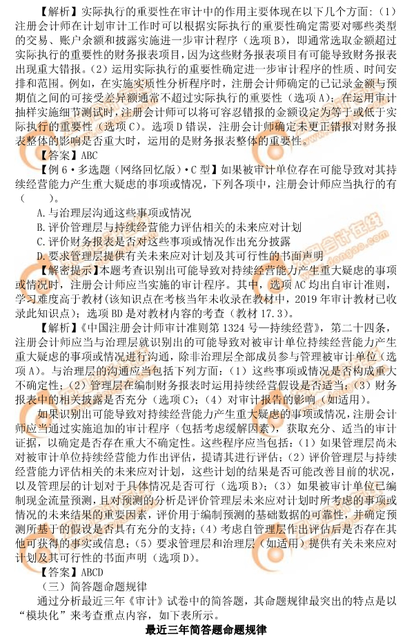 2019年注會《審計(jì)》命題規(guī)律總結(jié)