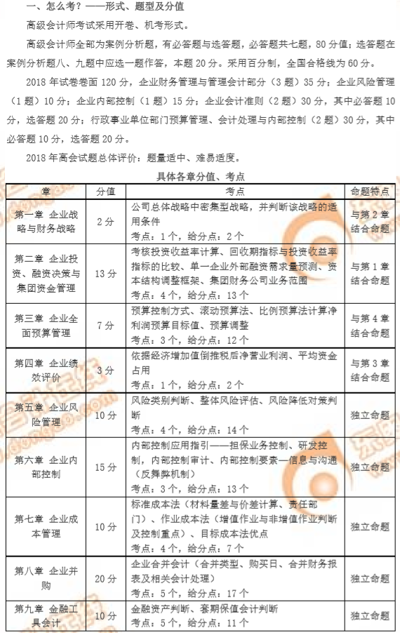 分析2018年高級(jí)會(huì)計(jì)師分值考點(diǎn)，展望2019年高級(jí)會(huì)計(jì)師