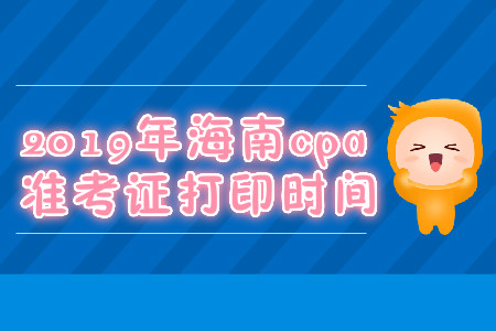 2019年海南cpa準考證打印時間