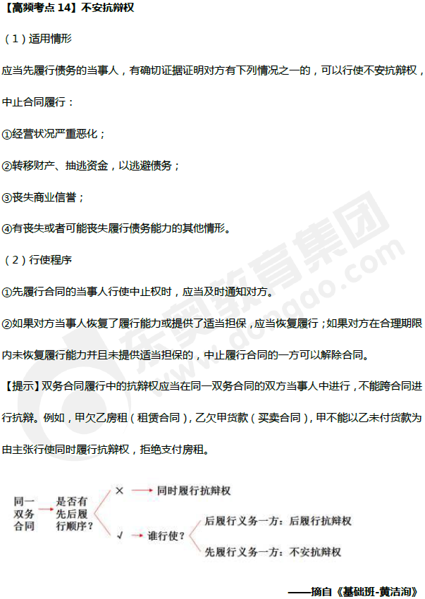 中級(jí)會(huì)計(jì)《經(jīng)濟(jì)法》高頻考點(diǎn):不安抗辯權(quán) 中級(jí)會(huì)計(jì)《經(jīng)濟(jì)法》高頻考點(diǎn):不安抗辯權(quán)