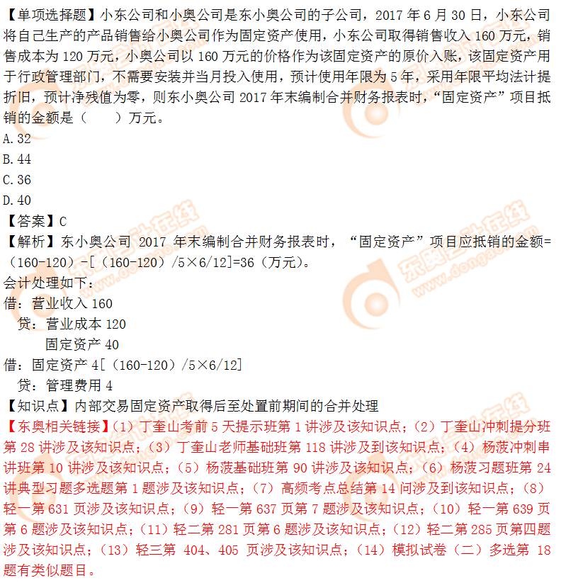 2018年稅務(wù)師《財務(wù)與會計》單選題:固定資產(chǎn)項目抵銷 2018年稅務(wù)師《財務(wù)與會計》單選題:固定資產(chǎn)項目抵銷