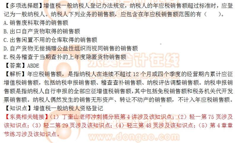 2018年稅務師《涉稅服務實務》多選題：增值稅一般納稅人登記
