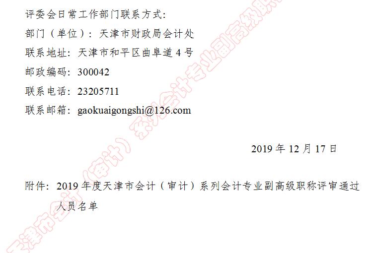 天津市副高級職稱評審通過人員名單