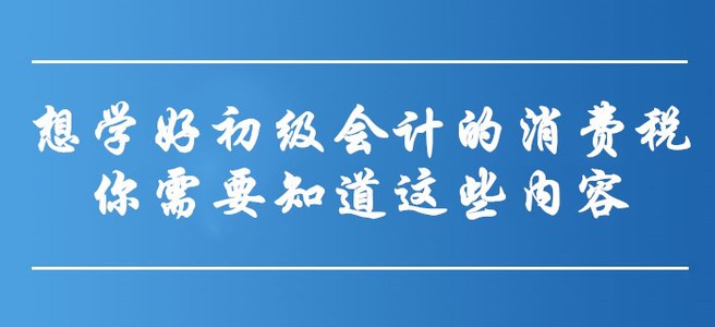 想學(xué)好初級(jí)會(huì)計(jì)的消費(fèi)稅，你需要知道這些內(nèi)容！