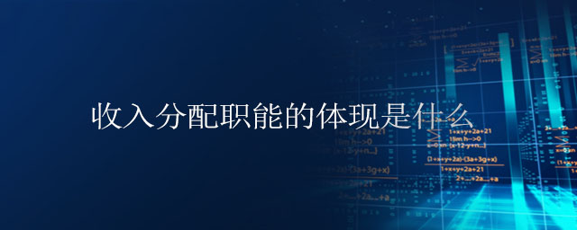 收入分配職能的體現(xiàn)是什么