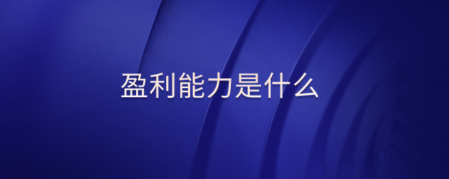 盈利能力是什么 盈利能力是什么