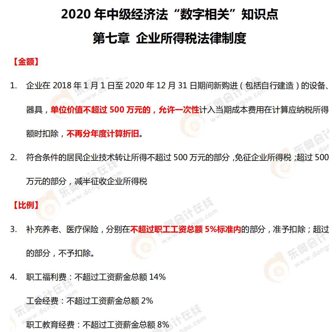 2020年中級經(jīng)濟法“數(shù)字相關(guān)”知識點——第七章