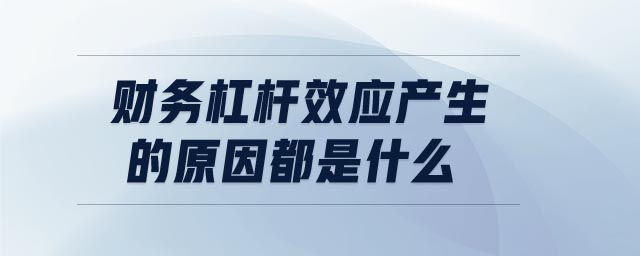 財務杠桿效應產(chǎn)生的原因都是什么