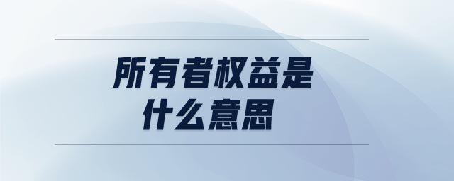 所有者權益是什么意思