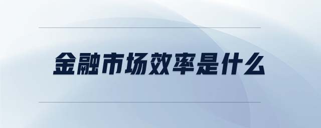 金融市場(chǎng)效率是什么