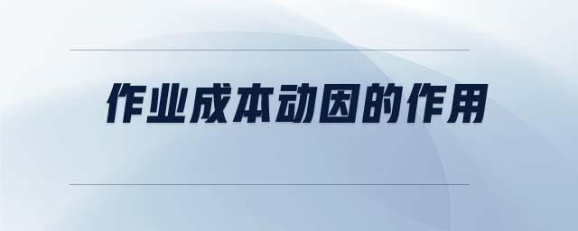 作業(yè)成本動(dòng)因的作用