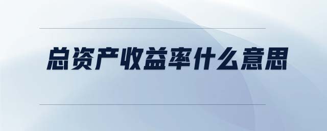 總資產(chǎn)收益率什么意思