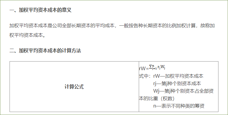 加權(quán)平均資本成本