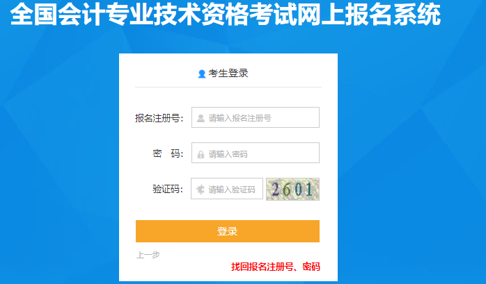 輸入報(bào)名注冊(cè)號(hào)、密碼及驗(yàn)證碼