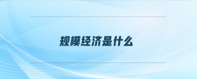 規(guī)模經(jīng)濟是什么