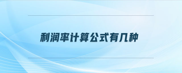 利潤率計算公式有幾種 利潤率計算公式有幾種