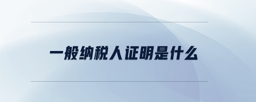 一般納稅人證明是什么