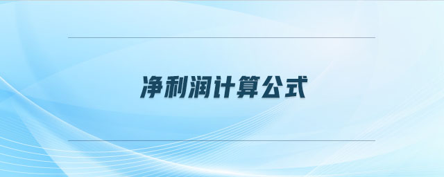凈利潤計算公式