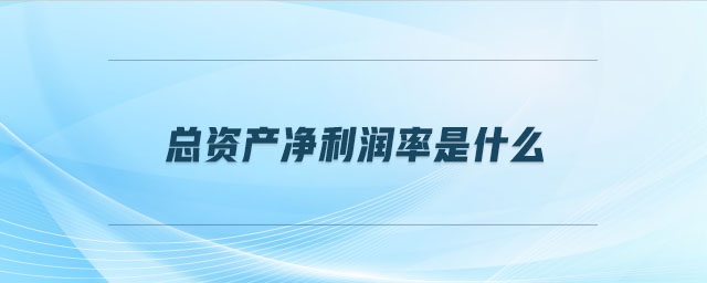 總資產(chǎn)凈利潤率是什么