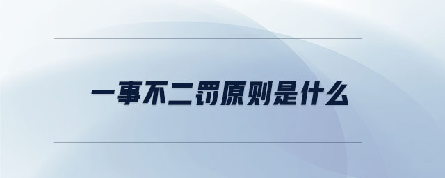 一事不二罰原則是什么 一事不二罰原則是什么