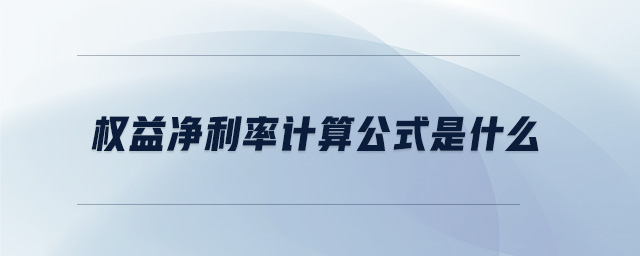 權(quán)益凈利率計算公式是什么