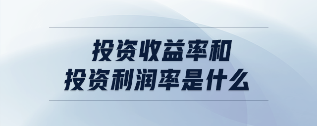 投資收益率和投資利潤率是什么 投資收益率和投資利潤率是什么