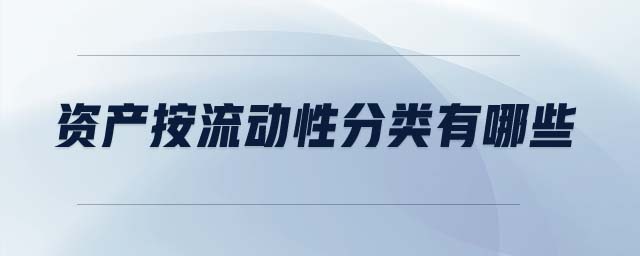 資產(chǎn)按流動性分類有哪些