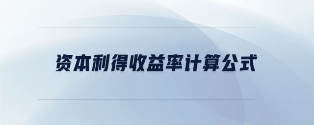 資本利得收益率計算公式 資本利得收益率計算公式