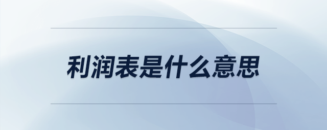 利潤表是什么意思 利潤表是什么意思