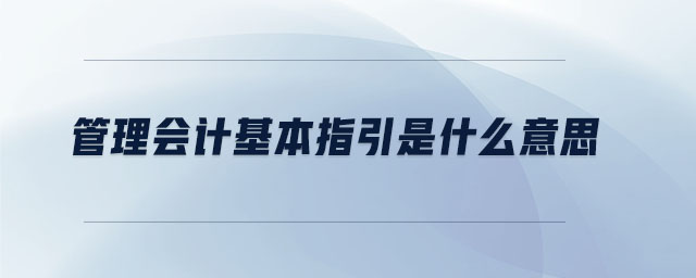 管理會計基本指引是什么意思 管理會計基本指引是什么意思