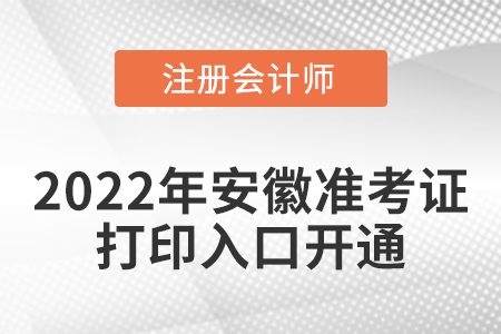 2022年安徽省銅陵注冊會計師考試準考證打印入口已開通！