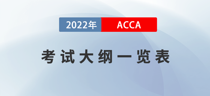 考生收藏！2022年ACCA考試大綱一覽表！
