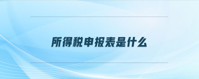 所得稅申報表是什么 所得稅申報表是什么