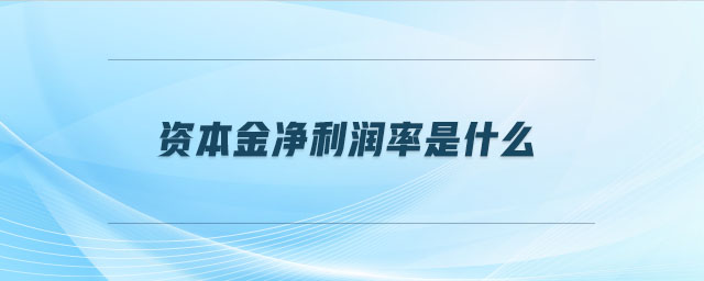 資本金凈利潤(rùn)率是什么
