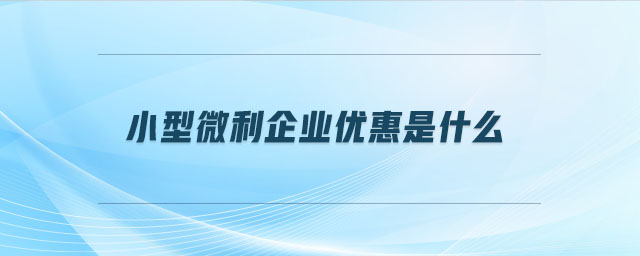 小型微利企業(yè)優(yōu)惠是什么