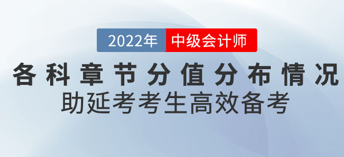 2022年9月中級(jí)會(huì)計(jì)考試各科章節(jié)分值分布情況，助延考考生高效備考！