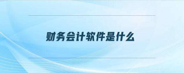 財(cái)務(wù)會(huì)計(jì)軟件是什么 財(cái)務(wù)會(huì)計(jì)軟件是什么