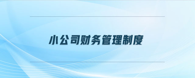 小公司財(cái)務(wù)管理制度 小公司財(cái)務(wù)管理制度