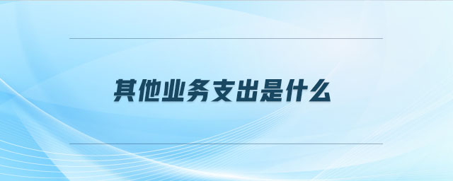 其他業(yè)務支出是什么 其他業(yè)務支出是什么