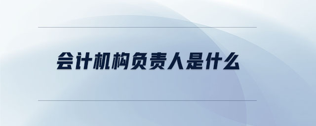 會計機構(gòu)負責人是什么