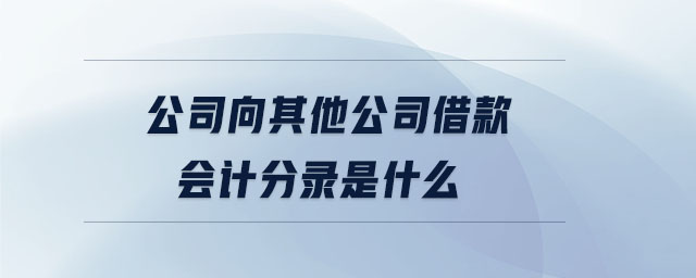 公司向其他公司借款會(huì)計(jì)分錄是什么