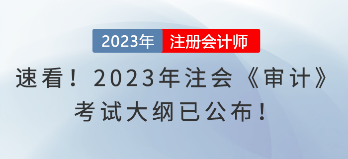 速看！2023年注會《審計》考試大綱已公布！