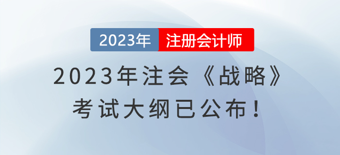2023年注會《戰(zhàn)略》考試大綱已公布！速覽！