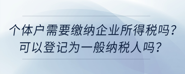 個(gè)體工商戶需要繳納企業(yè)所得稅嗎？可以登記為一般納稅人嗎？