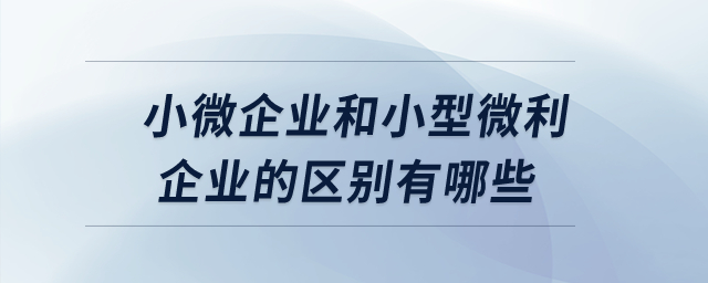 小微企業(yè)和小型微利企業(yè)的區(qū)別有哪些？
