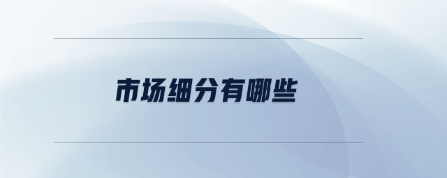 市場細(xì)分有哪些