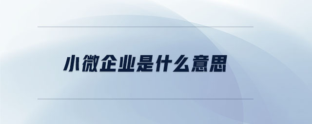 小微企業(yè)是什么意思