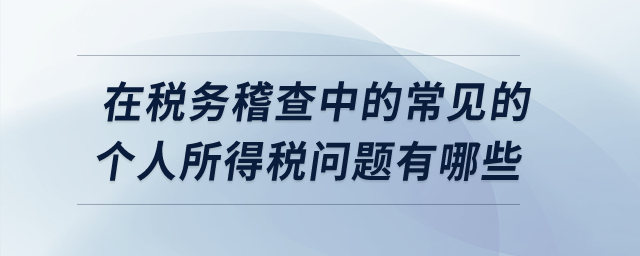 在稅務稽查中的常見的個人所得稅問題有哪些？