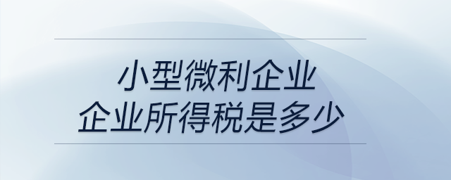 小型微利企業(yè)企業(yè)所得稅是多少 小型微利企業(yè)企業(yè)所得稅是多少